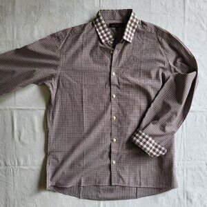 Ben Sherman Brown Gingham Shirt, Contrast Cuffs & Collar